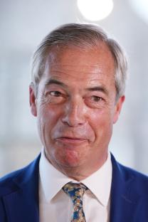 Portrait of Nigel Farage, leader of Reform UK.