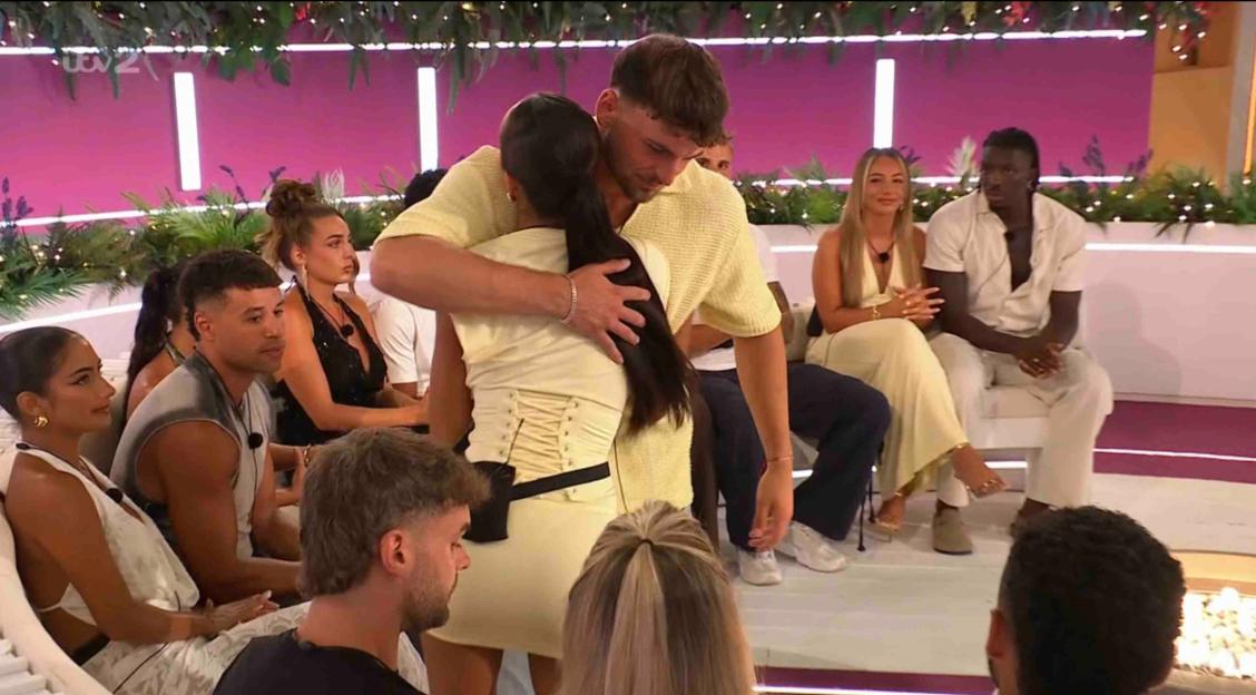Screenshot from Love Island showing a recoupling ceremony.