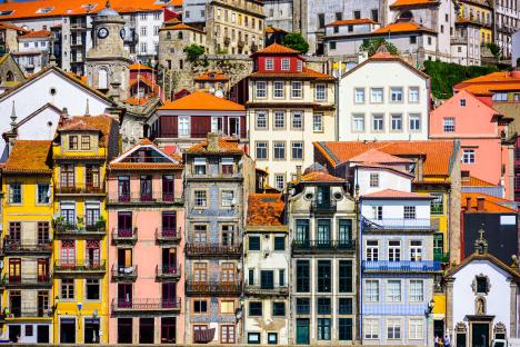 Colorful buildings in Porto, Portugal.