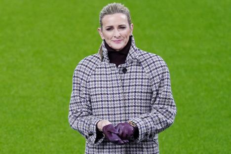 Gabby Logan at a UEFA Champions League match.