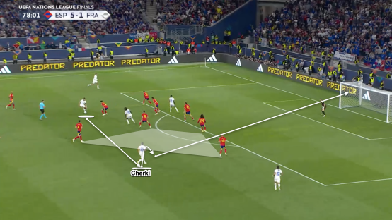 Diagram of a soccer match showing a player passing the ball.
