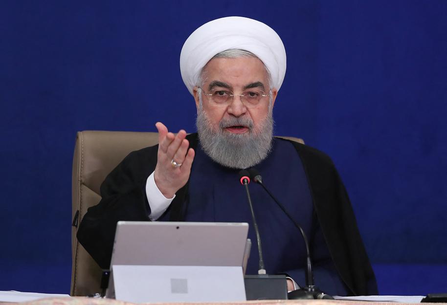 Hassan Rouhani speaking at a meeting.