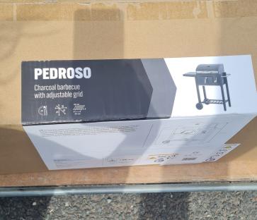 Pedroso charcoal barbecue box with adjustable grid.