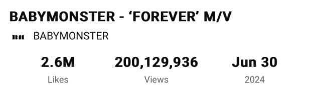BABYMONSTER&#8217;s &#8220;FOREVER&#8221; Becomes Their 4th MV To Hit 200 Million Views 3