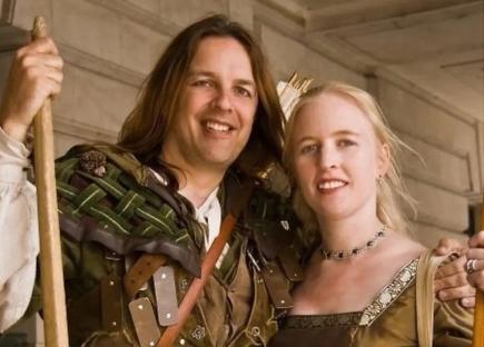 Tim Pollard, Nottingham's Robin Hood, with a woman.