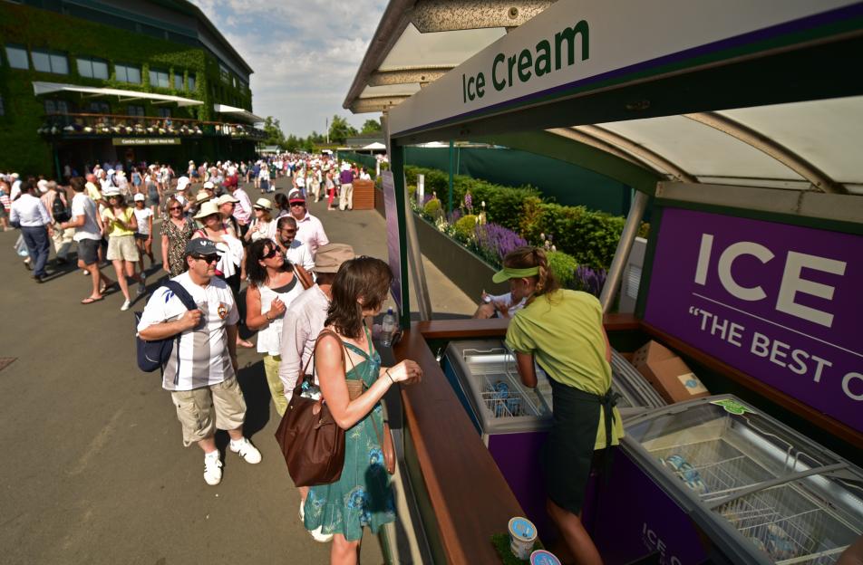 Merchandise stall at Wimbledon.