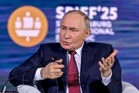 Vladimir Putin speaking at the St. Petersburg International Economic Forum.