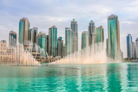 Dubai Fountain, world's tallest performing fountain.