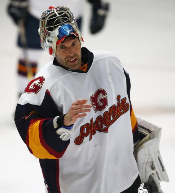 Petr Cech, former Arsenal and Chelsea player, playing ice hockey for the Guildford Phoenix.
