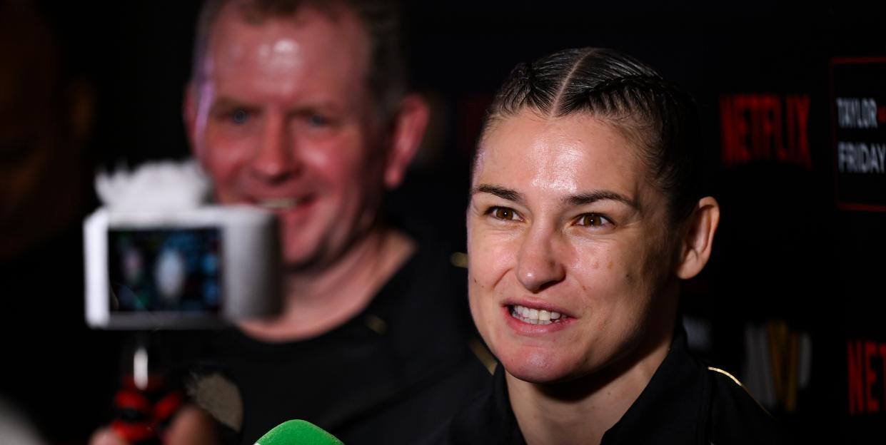 Katie Taylor at a press conference.