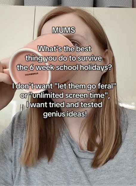 Mums share how to survive the summer holidays, , Could i please get this tiktok grab https://www.tiktok.com/@_ohcaroline/video/7510938108079230230?q=4%20week%20school%20holiday&t=1752734938604, , NO PERMISSION