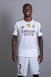 Vinicius Junior #7 of Real Madrid in team portrait.