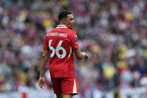 Trent Alexander-Arnold of Liverpool in his team jersey.
