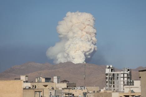 Smoke rising over Tehran following an Israeli attack.