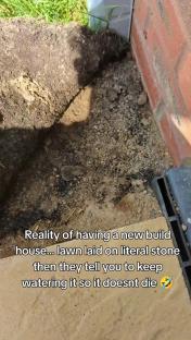 New lawn laid on stones.