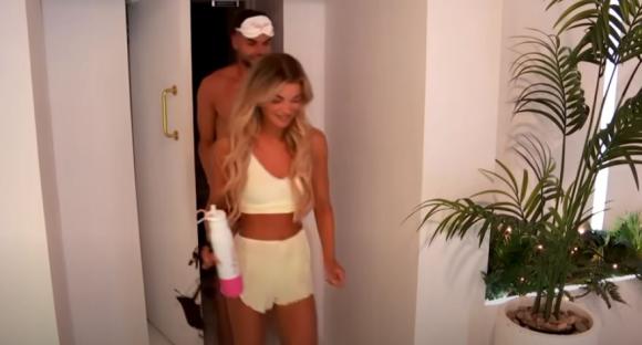 Love Island stars leaving a bedroom.