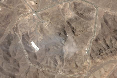 Satellite image of Iran's Fordo nuclear enrichment site after a U.S. airstrike.