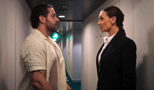 Shayne Ward and Catherine Tyldesley in The Good Ship Murder.