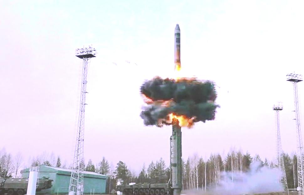 Yars intercontinental ballistic missile launch.
