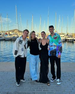Martin Odegaard and Kai Havertz with their girlfriends on holiday.