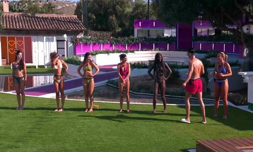 Screenshot of Love Island contestants in swimwear.