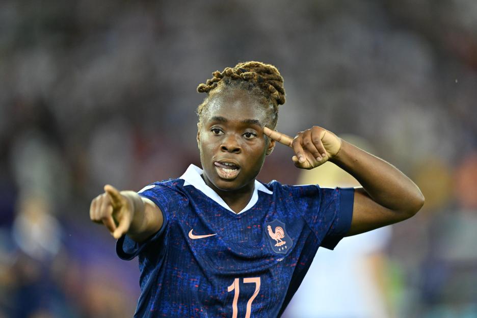 Baltimore of France celebrates scoring a goal.