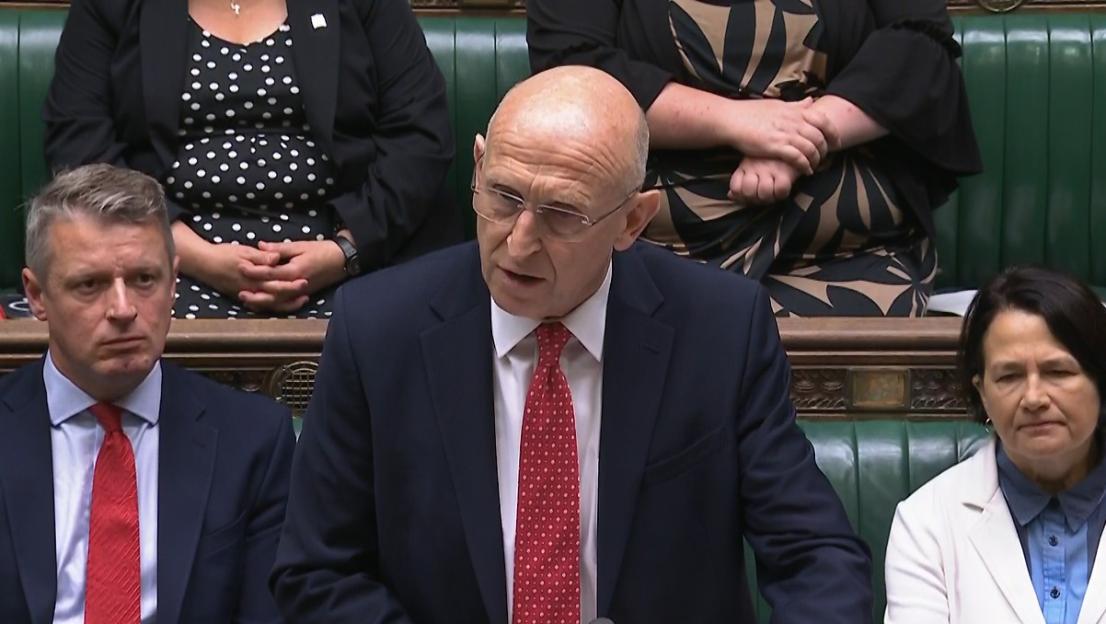 Defence Secretary John Healey addressing MPs in the House of Commons.
