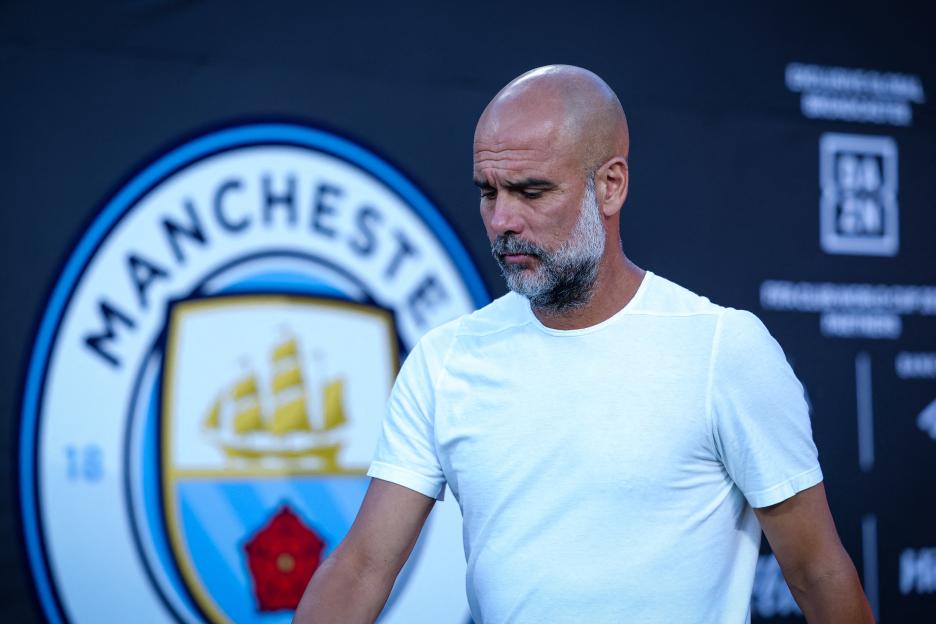 Pep Guardiola at a Manchester City match.