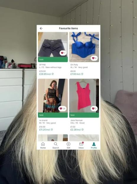 Screenshot of Vinted app showing favorite items sold.