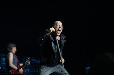 Bruce Dickinson of Iron Maiden performing live.