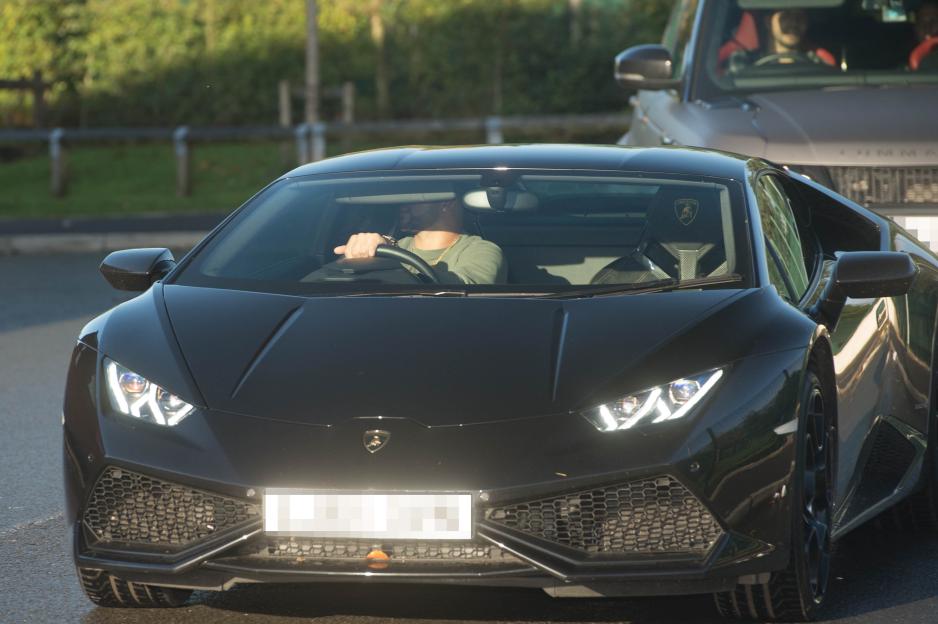 Cristiano Ronaldo arriving at the AON Carrington Training Complex in his Lamborghini Urus.
