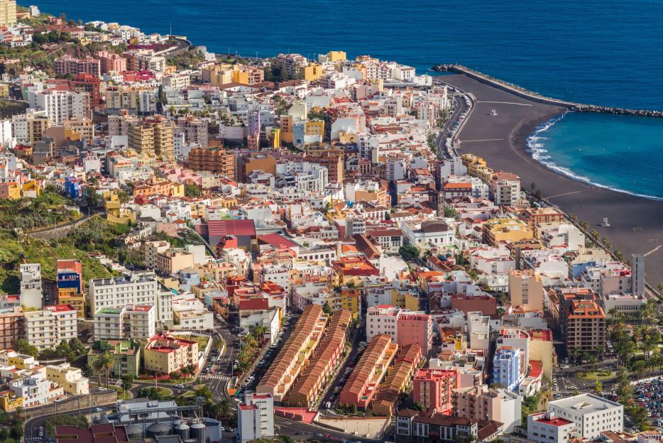 Aerial view of Santa Cruz de la Palma, Canary Islands.
