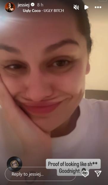 Instagram Story of Jessie J jokingly calling herself ugly.