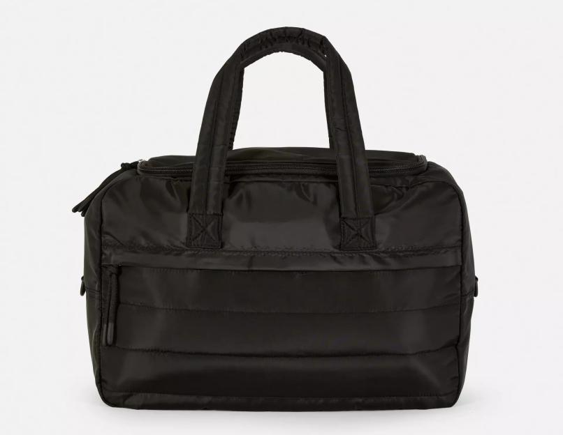 Black quilted cabin bag.