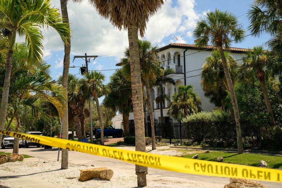 Hulk Hogan's house behind police tape.