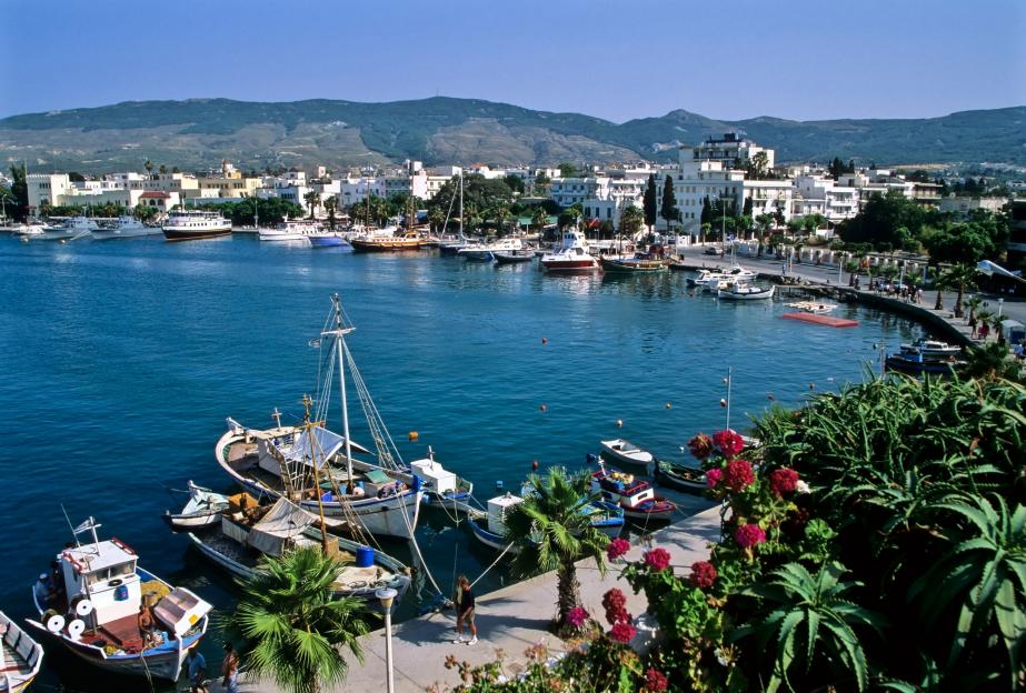 Kos Town harbor in Kos, Greece.