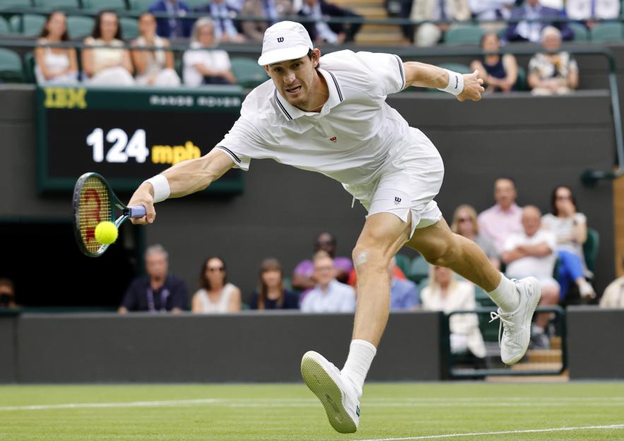 Nicolas Jarry of Chile playing tennis.