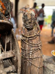 Close-up of a Voodoo doll in Benin, West Africa.