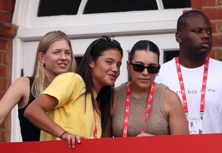 Emma Raducanu of Great Britain at a tennis match.