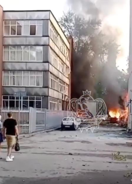 Aftermath of a drone attack in Voronezh.