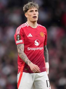 Alejandro Garnacho, Manchester United left winger, during a UEFA Europa League match.
