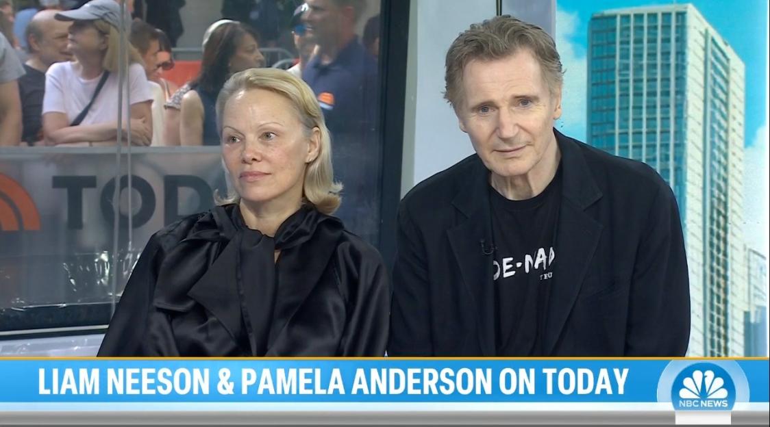 Pamela Anderson and Liam Neeson on the Today show.
