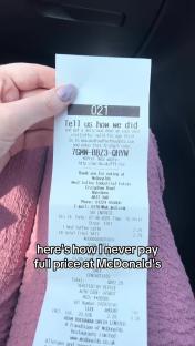 McDonald's receipt showing a method to get discounts.