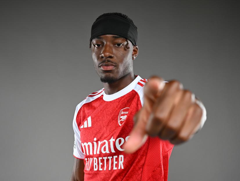 Noni Madueke in Arsenal jersey.