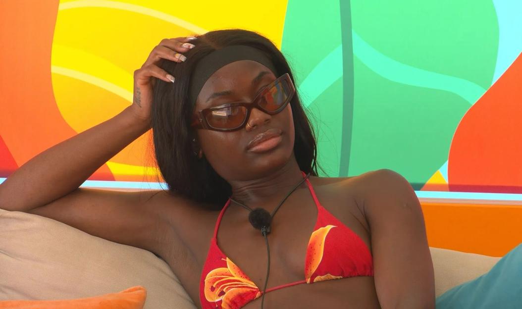 Shakira from Love Island looking pensive.