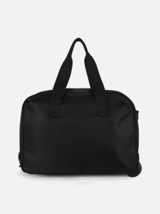 Black rolling duffel bag.