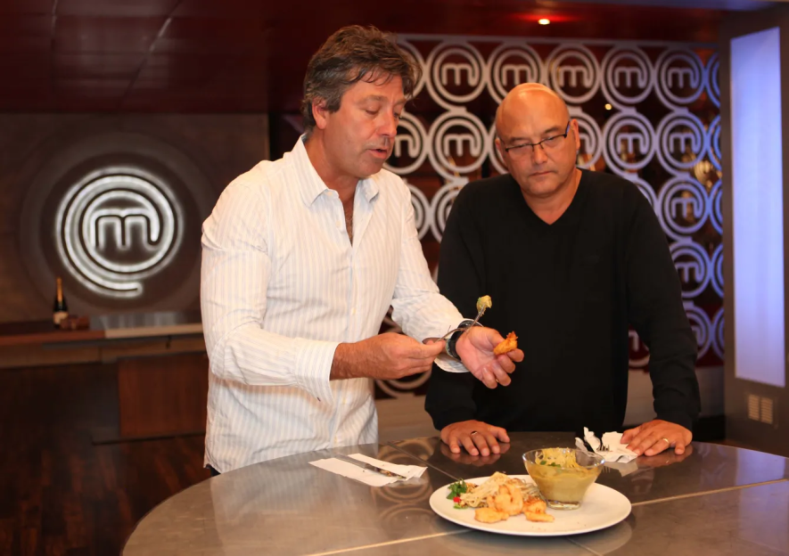 Two judges taste a dish on MasterChef.