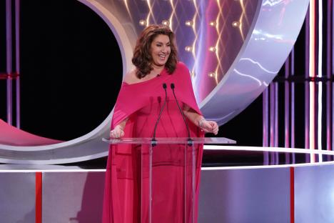 Jane McDonald hosting the British Soap Awards.
