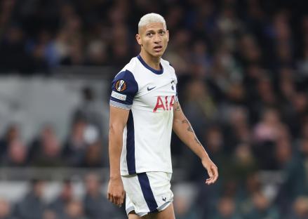 Richarlison of Tottenham Hotspur during a soccer match.