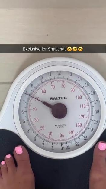 Feet on a bathroom scale.
